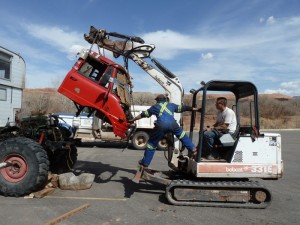 Kyle and Ken removing the cab