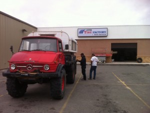 The Mog in front of the shop